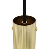 Polished Brass Royce Slender Reeded Brass Pendant by Mullan Lighting Zoomed View