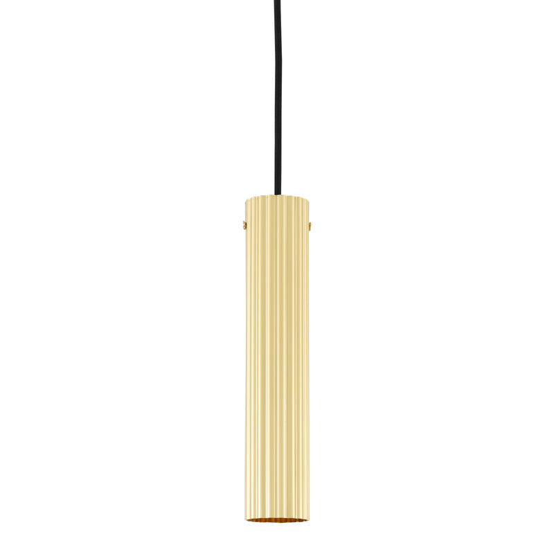 Polished Brass Royce Slender Reeded Brass Pendant by Mullan Lighting