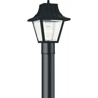 Polycarbonate Outdoor Post Lantern — 8 Inch, Black with Clear Beveled Glass