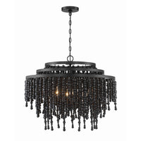 Poppy Chandelier 26.5'' Matte Black Black Wood