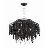 Poppy Chandelier 26.5'' Matte Black Black Wood