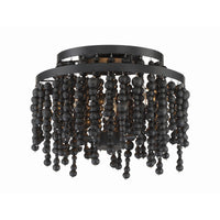 Poppy Semi Flush Mount 15'' Matte Black Black Wood