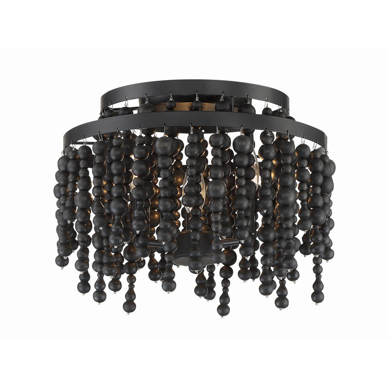 Poppy Semi Flush Mount 15'' Matte Black Black Wood