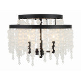 Poppy Semi Flush Mount 15'' Matte Black Frosted