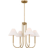 Porteau Chandelier — 30", White Linen, Satin Brass