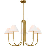 Porteau Chandelier — 38", White Linen, Satin Brass