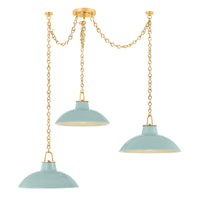 Pottersville Chandelier - Aged Brass with Ceramic Moss Crackle by Hudson Valley