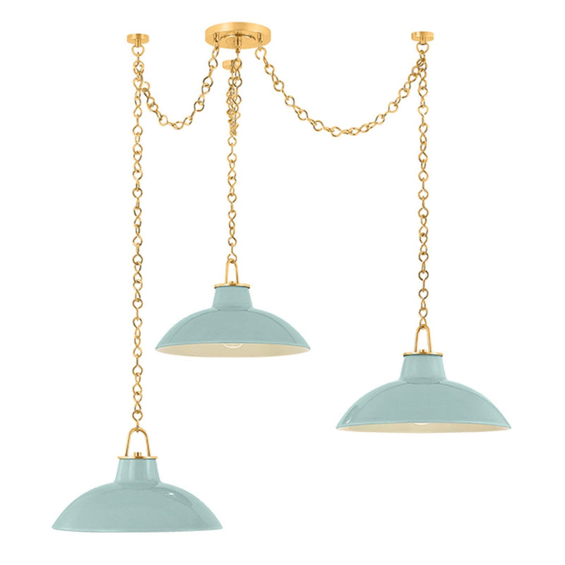 Pottersville Chandelier - Aged Brass with Ceramic Moss Crackle by Hudson Valley