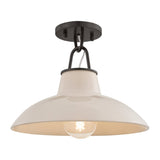 Pottersville Flush Mount - Small - Distressed Bronze with Ceramic Ivory Crackle by Hudson Valley