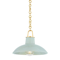 Pottersville Pendant - 12.5 Inch - Aged Brass with Ceramic Moss Crackle by Hudson Valley