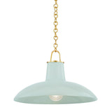 Pottersville Pendant - 18 Inch - Aged Brass with Ceramic Moss Crackle by Hudson Valley