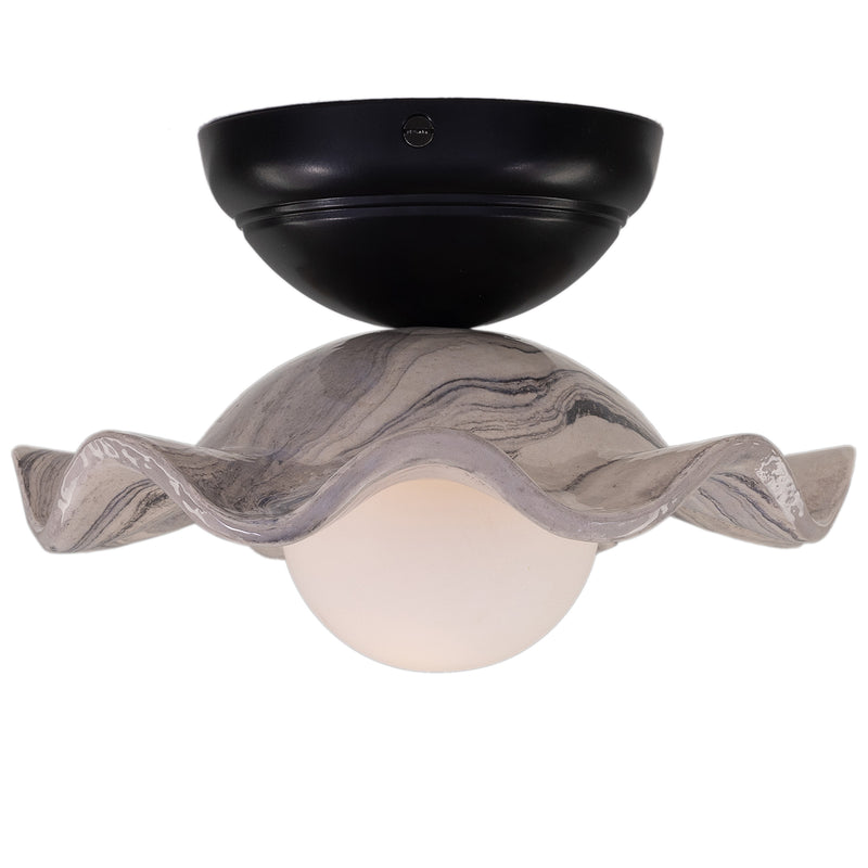 Powder Coated Matte Black Wavy Marbled Rivale Ceiling Light by Mullan Lighting