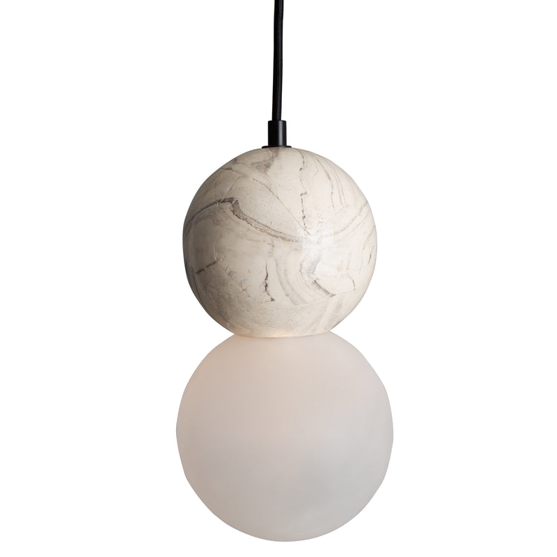 Powder Coated Matte Black Rosa Marbled Ceramic Globe Pendant by Mullan Lighting