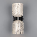 Powder Coated Matte Black Sakura Marbled Ceramic Double Wall Light by Mullan Lighting
