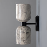 Powder Coated Matte Black Sakura Marbled Ceramic Double Wall Light by Mullan Lighting