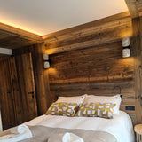 Powder Coated Matte Black Sakura Marbled Ceramic Double Wall Light by Mullan Lighting in Bedroom