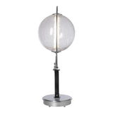 Pression Table Lamp, shown in Sterling, Crackle Glass, Black Leather, by Hubbardton Forge
