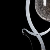Pression Table Lamp detail in Sterling, Crackle Glass, Black Leather, by Hubbardton Forge