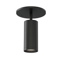 Pullman Retractable Spot Light by ET2 - Black, ceiling-mounted cylindrical spotlight aimed downward