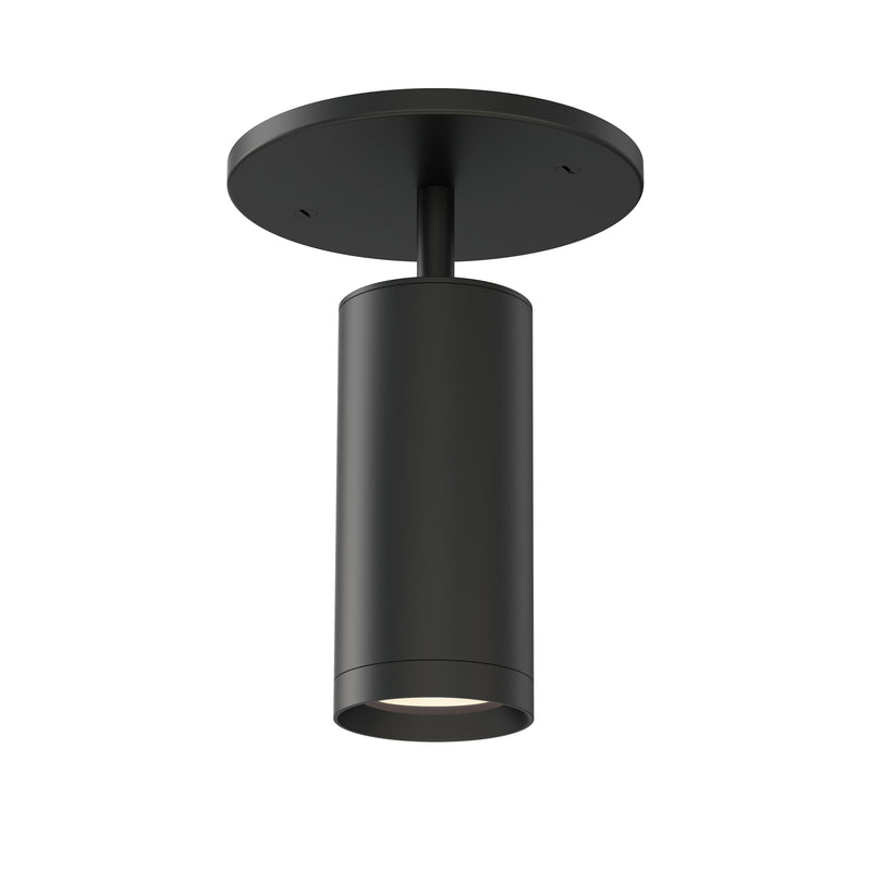 Pullman Retractable Spot Light by ET2 - Black, ceiling-mounted cylindrical spotlight aimed downward