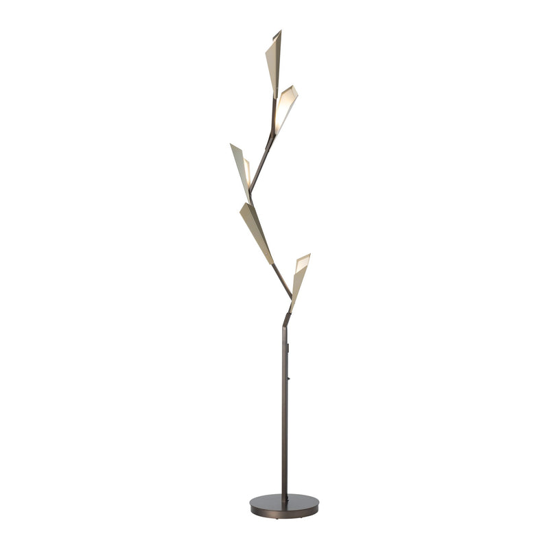 Quill Floor Lamp, shown in Dark Smoke, Modern Brass, by Hubbardton Forge