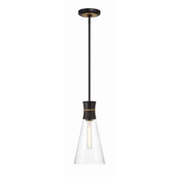 Quinn Pendant 7'' Matte Black + Textured Gold