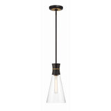 Quinn Pendant 7'' Matte Black + Textured Gold