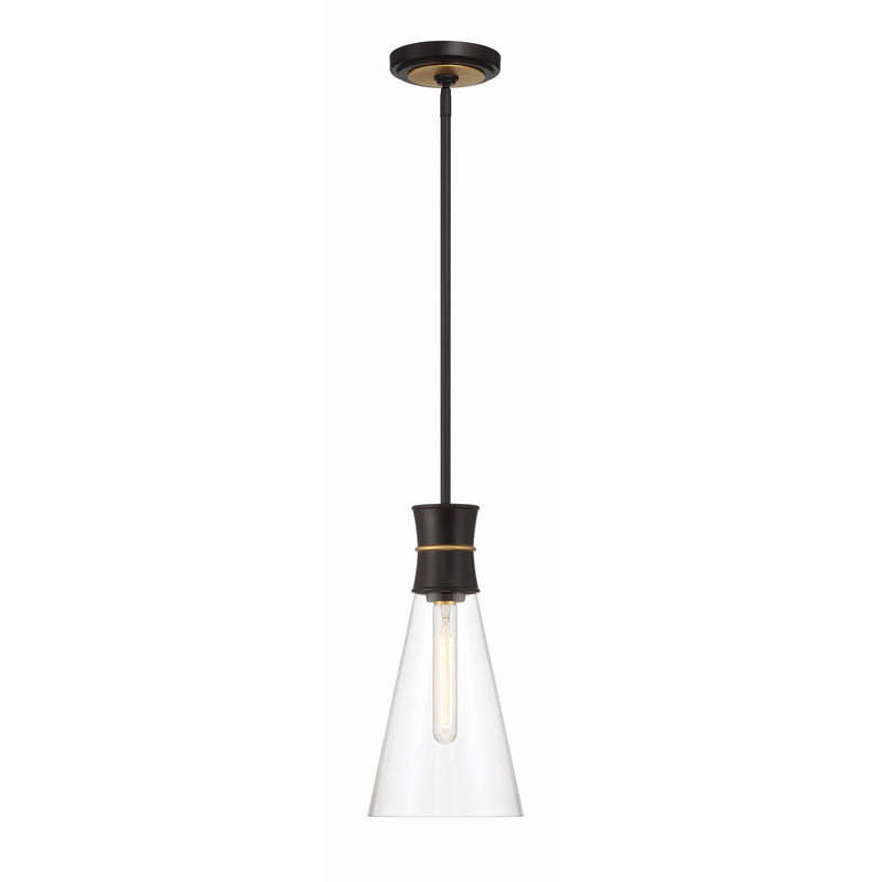 Quinn Pendant 7'' Matte Black + Textured Gold