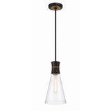 Quinn Pendant 7'' Matte Black + Textured Gold