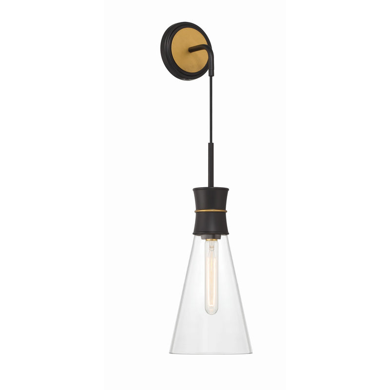 Quinn Sconce 7'' Matte Black + Textured Gold