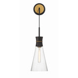Quinn Sconce 7'' Matte Black + Textured Gold