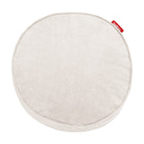 Round flat seat cushion in off-white ribbed corduroy with a neat piped edge — Cord Pillow by Fatboy