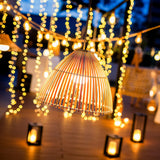 Reona Portable Pendant Light - lit at an evening event