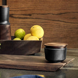 Rosendahl RÅ Salt Cellar with Lid, Black, H: 2.8" By Rosendahl
