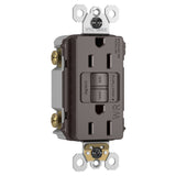 Radiant 15A Tamper Resistant Outdoor Self Test GFCI Outlet NAFTA Compliant Brown Side View