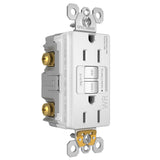 Radiant 15A Tamper Resistant Outdoor Self Test GFCI Outlet NAFTA Compliant White Side View