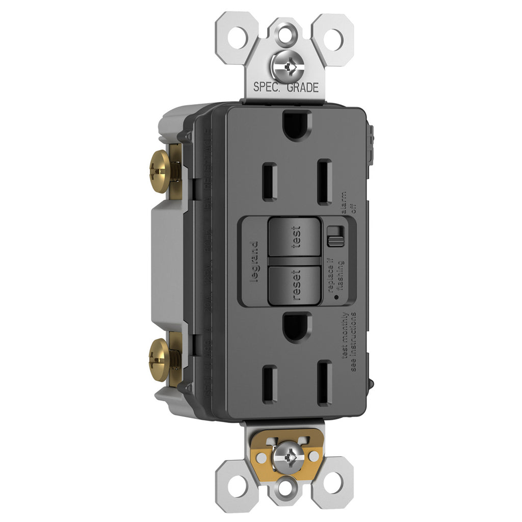 Security Panel Outlet Radiant 15A Tamper-Resistant Self-Test GFCI Outlet with Audible Alarm ...