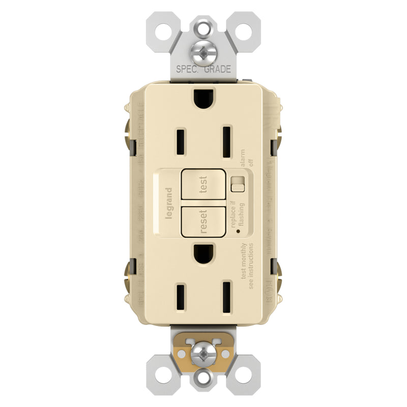 Radiant 15A Tamper-Resistant Self-Test GFCI Outlet with Audible Alarm By Legrand Radiant IV Finish