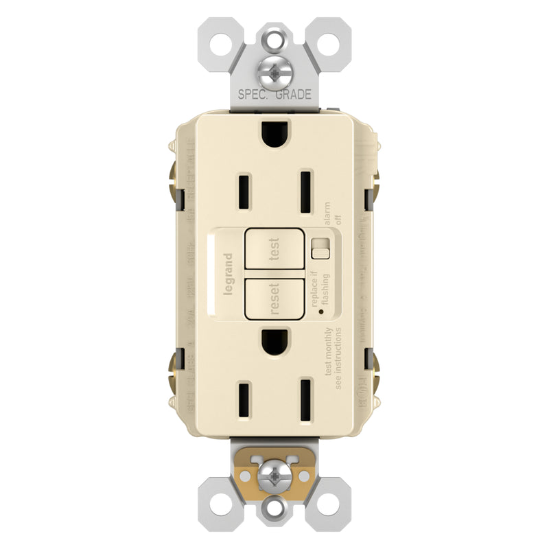 Radiant 15A Tamper-Resistant Self-Test GFCI Outlet with Audible Alarm By Legrand Radiant LA Finish