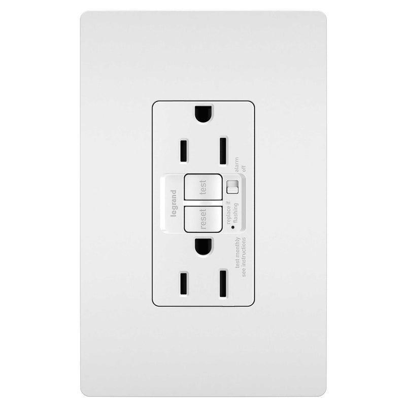 Radiant 15A Tamper-Resistant Self-Test GFCI Outlet with Audible Alarm By Legrand Radiant WH