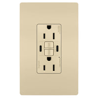 Radiant 15A Tamper Resistant Self Test GFCI USB Type CC Outlet By Legrand Radiant Ivory