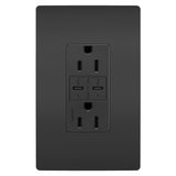 Radiant 15A Tamper Resistant Ultra Fast PLUS Power Delivery USB Type CC Outlet Black