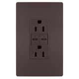 Radiant 15A Tamper Resistant Ultra Fast PLUS Power Delivery USB Type CC Outlet Dark Bronze