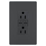 Radiant 15A Tamper Resistant Ultra Fast PLUS Power Delivery USB Type CC Outlet Graphite