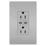 Radiant 15A Tamper Resistant Ultra Fast PLUS Power Delivery USB Type CC Outlet Gray