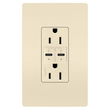 Radiant 15A Tamper Resistant Ultra Fast PLUS Power Delivery USB Type CC Outlet Light Almond