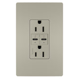 Radiant 15A Tamper Resistant Ultra Fast PLUS Power Delivery USB Type CC Outlet Nickel