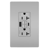Radiant 20A Tamper Resistant Outdoor Self Test GFCI USB Type AC Outlet Gray