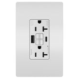 Radiant 20A Tamper Resistant Outdoor Self Test GFCI USB Type AC Outlet White