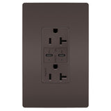 Radiant 20A Tamper Resistant Ultra Fast PLUS Power Delivery USB Type CC Outlet Brown